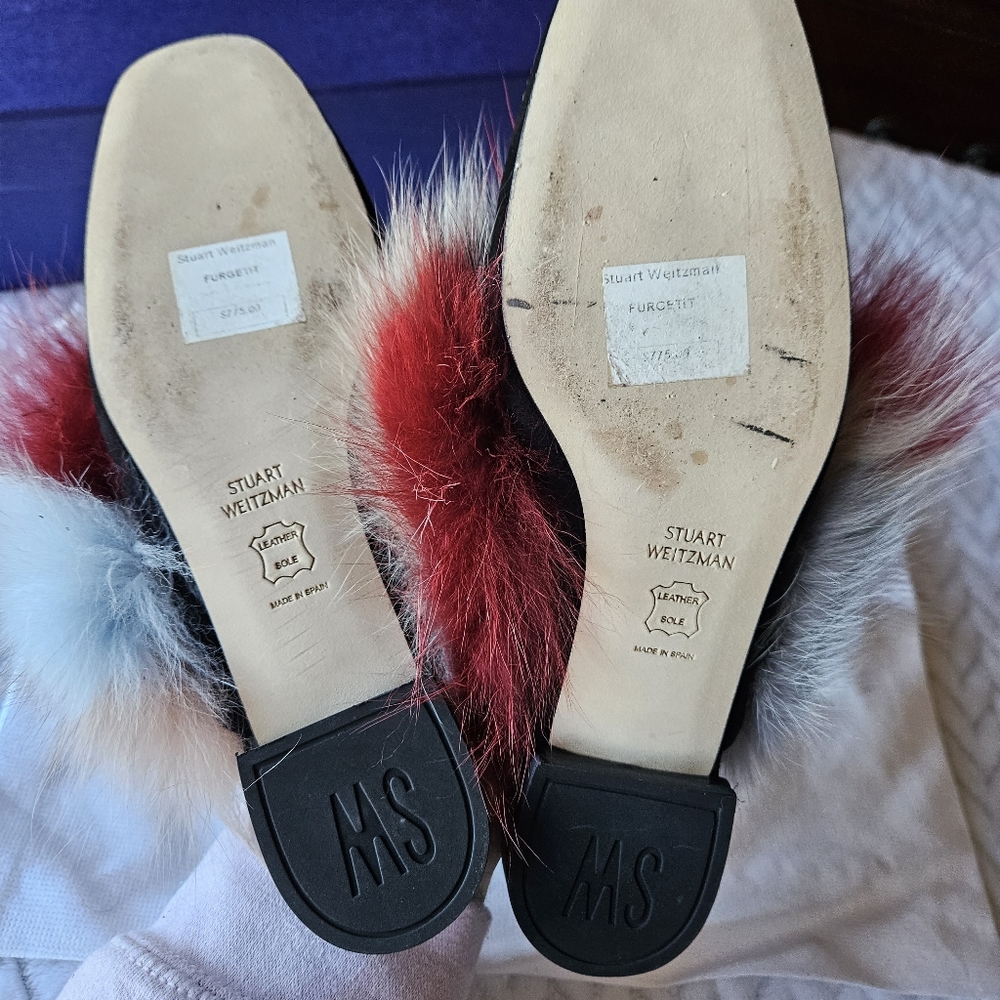 Stuart Weitzman Furgetit Fox Fur Flats Multicolor… - image 5